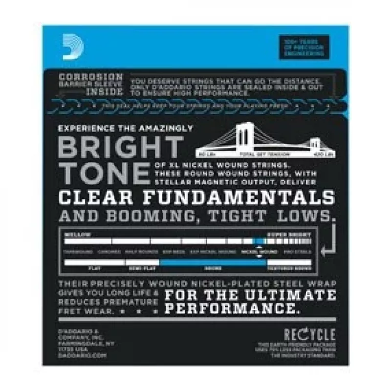 Daddario D'Addario EXL165 basģitāras stīgas, Regular Light 45–105