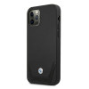 BMW BMHCP12LRSWPK Perforate ādas cietais apvalks, paredzēts Apple iPhone 12 Pro Max, melns