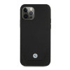 BMW BMHCP12LRSWPK Perforate ādas cietais apvalks, paredzēts Apple iPhone 12 Pro Max, melns
