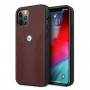 BMW BMHCP12MRSPPR Curve Perforate ādas cietais apvalks, paredzēts Apple iPhone 12 / 12 Pro, sarkans