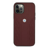 BMW BMHCP12MRSPPR Curve Perforate ādas cietais apvalks, paredzēts Apple iPhone 12 / 12 Pro, sarkans