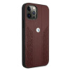 BMW BMHCP12MRSPPR Curve Perforate ādas cietais apvalks, paredzēts Apple iPhone 12 / 12 Pro, sarkans