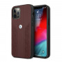 BMW BMHCP12LRSPPR Curve Perforate ādas cietais apvalks, paredzēts Apple iPhone 12 Pro Max, sarkans