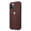 BMW BMHCP12LRSPPR Curve Perforate ādas cietais apvalks, paredzēts Apple iPhone 12 Pro Max, sarkans