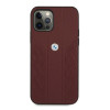 BMW BMHCP12LRSPPR Curve Perforate ādas cietais apvalks, paredzēts Apple iPhone 12 Pro Max, sarkans