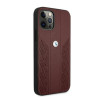BMW BMHCP12LRSPPR Curve Perforate ādas cietais apvalks, paredzēts Apple iPhone 12 Pro Max, sarkans