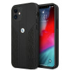 BMW BMHCP12SRSPPK Curve Perforate ādas cietais apvalks, paredzēts Apple iPhone 12 mini, melns
