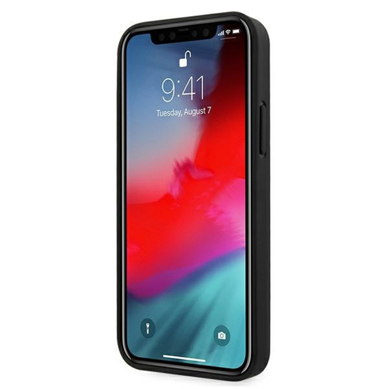 BMW BMHCP12SRSPPK Curve Perforate ādas cietais apvalks, paredzēts Apple iPhone 12 mini, melns