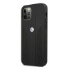 BMW BMHCP12MRSPPK Curve Perforate ādas cietais apvalks, paredzēts Apple iPhone 12 / 12 Pro, melns