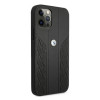 BMW BMHCP12MRSPPK Curve Perforate ādas cietais apvalks, paredzēts Apple iPhone 12 / 12 Pro, melns