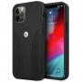BMW BMHCP12LRSPPK Curve Perforate ādas cietais apvalks, paredzēts Apple iPhone 12 Pro Max, melns