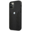 BMW BMHCP12LRSPPK Curve Perforate ādas cietais apvalks, paredzēts Apple iPhone 12 Pro Max, melns
