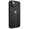 BMW BMHCP12LRSPPK Curve Perforate ādas cietais apvalks, paredzēts Apple iPhone 12 Pro Max, melns