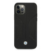 BMW BMHCP12MRSCSK Perforate Sides ādas cietais apvalks, paredzēts Apple iPhone 12 / 12 Pro, melns