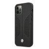 BMW BMHCP12LRSCSK Perforate Sides ādas cietais apvalks, paredzēts Apple iPhone 12 Pro Max, melns