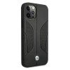 BMW BMHCP12LRSCSK Perforate Sides ādas cietais apvalks, paredzēts Apple iPhone 12 Pro Max, melns