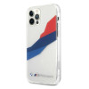 BMW BMHCP12LSKTGT Motorsport Tricolor cietais apvalks Apple iPhone 12 Pro Max, caurspīdīgs