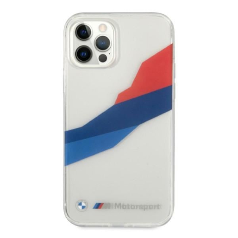 BMW BMHCP12LSKTGT Motorsport Tricolor cietais apvalks Apple iPhone 12 Pro Max, caurspīdīgs