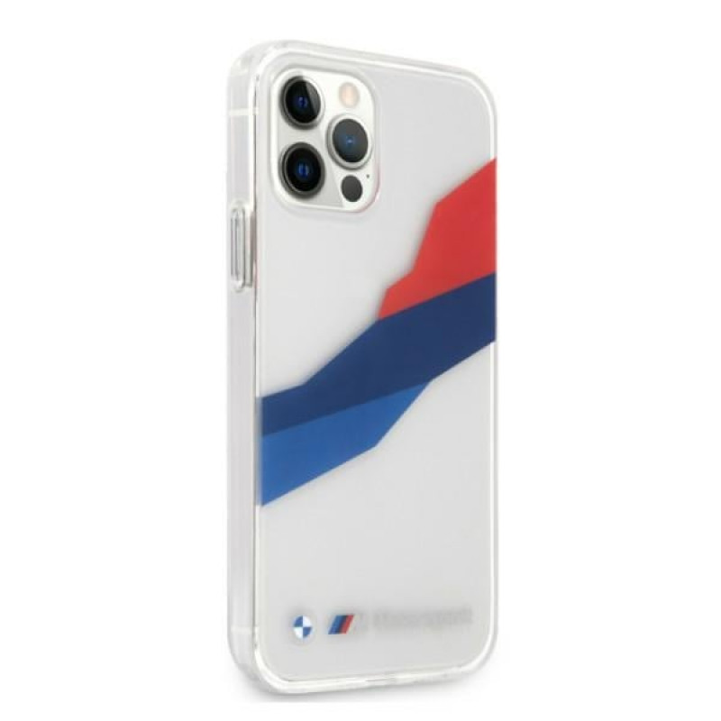 BMW BMHCP12LSKTGT Motorsport Tricolor cietais apvalks Apple iPhone 12 Pro Max, caurspīdīgs