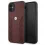 BMW BMHCN61RSPPR Leather Curve Perforate cietais apvalks Apple iPhone 11, sarkans