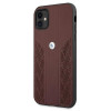 BMW BMHCN61RSPPR Leather Curve Perforate cietais apvalks Apple iPhone 11, sarkans