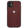 BMW BMHCN61RSPPR Leather Curve Perforate cietais apvalks Apple iPhone 11, sarkans