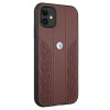 BMW BMHCN61RSPPR Leather Curve Perforate cietais apvalks Apple iPhone 11, sarkans