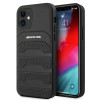 Mercedes-AMG AMHCP12SGSEBK Leather Debossed Lines cietais apvalks Apple iPhone 12 mini, melns