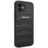 Mercedes-AMG AMHCP12SGSEBK Leather Debossed Lines cietais apvalks Apple iPhone 12 mini, melns