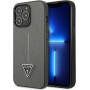 Guess GUHCP13LPSATLG cietais apvalks Apple iPhone 13 Pro, Saffiano Triangle Logo, sudraba krāsā