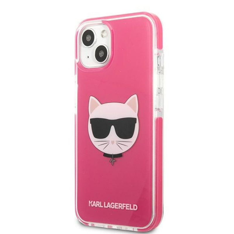 Karl Lagerfeld KLHCP13STPECPI cietais apvalks Apple iPhone 13 mini 5,4″, Choupette Head, fuksijas krāsā