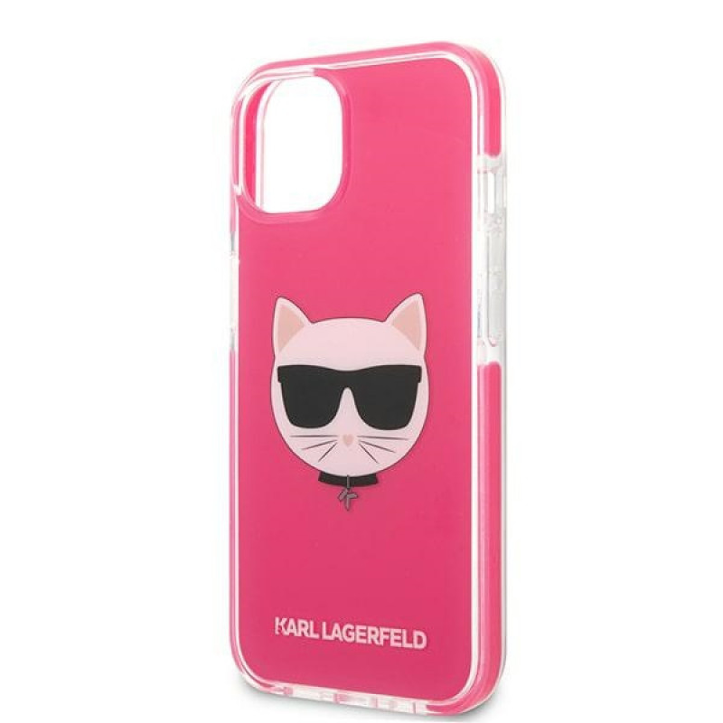 Karl Lagerfeld KLHCP13STPECPI cietais apvalks Apple iPhone 13 mini 5,4″, Choupette Head, fuksijas krāsā