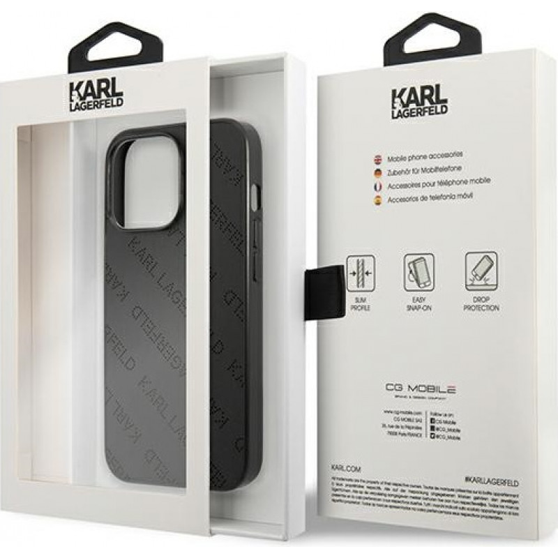 Karl Lagerfeld KLHCP13LPTLK cietais apvalks Apple iPhone 13 Pro, Perforated Allover, melns