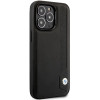 BMW BMHCP14L22RBDK Leather Blue Dots cietais apvalks priekš iPhone 14 Pro 6,1", melns
