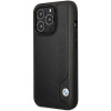 BMW BMHCP14X22RBDK Leather Blue Dots cietais apvalks priekš iPhone 14 Pro Max 6,7", melns