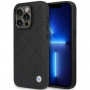 BMW BMHCP14L22RQDK Leather Quilted cietais apvalks priekš iPhone 14 Pro 6,1", melns