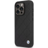 BMW BMHCP14L22RQDK Leather Quilted cietais apvalks priekš iPhone 14 Pro 6,1", melns