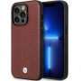 BMW BMHCP14L22RFGR Leather Diamond Pattern cietais apvalks priekš iPhone 14 Pro 6,1", bordo