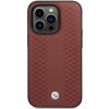BMW BMHCP14L22RFGR Leather Diamond Pattern cietais apvalks priekš iPhone 14 Pro 6,1", bordo