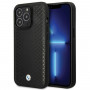 BMW BMHCP14L22RFGK Leather Diamond Pattern cietais apvalks priekš iPhone 14 Pro 6,1", melns