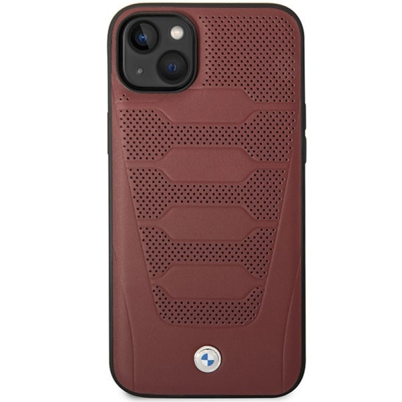 BMW BMHCP14S22RPSR vāciņš priekš iPhone 14, bordo, Leather Seats Pattern