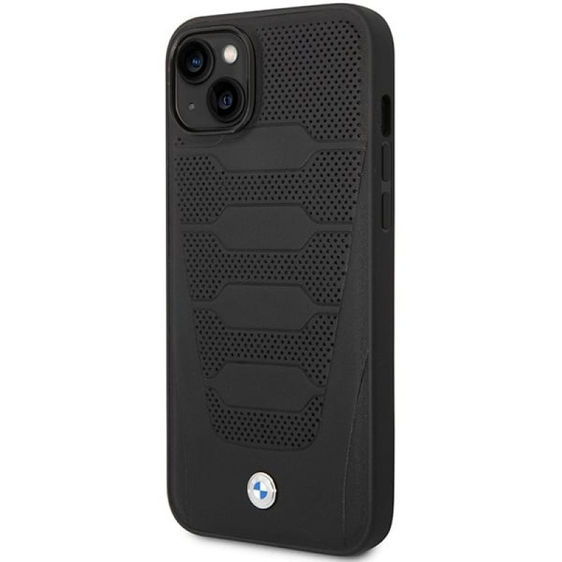 BMW BMHCP14S22RPSK vāciņš priekš iPhone 14, melns, Leather Seats Pattern