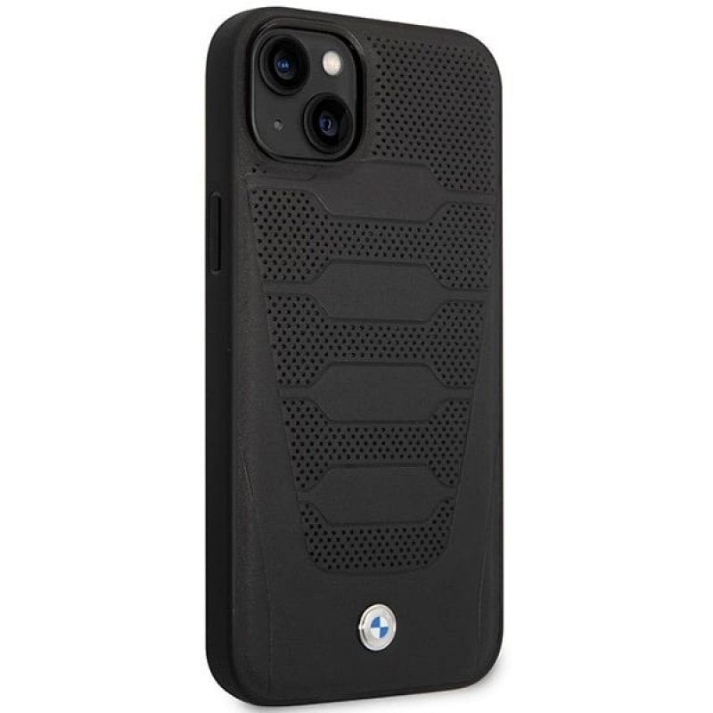 BMW BMHCP14S22RPSK vāciņš priekš iPhone 14, melns, Leather Seats Pattern
