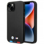 BMW BMHCP14M22PTDK vāciņš priekš iPhone 14 Plus, melns, Leather Stamp Tricolor