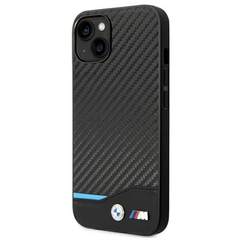 BMW BMHCP14M22NBCK vāciņš priekš iPhone 14 Plus, melns, Leather Carbon