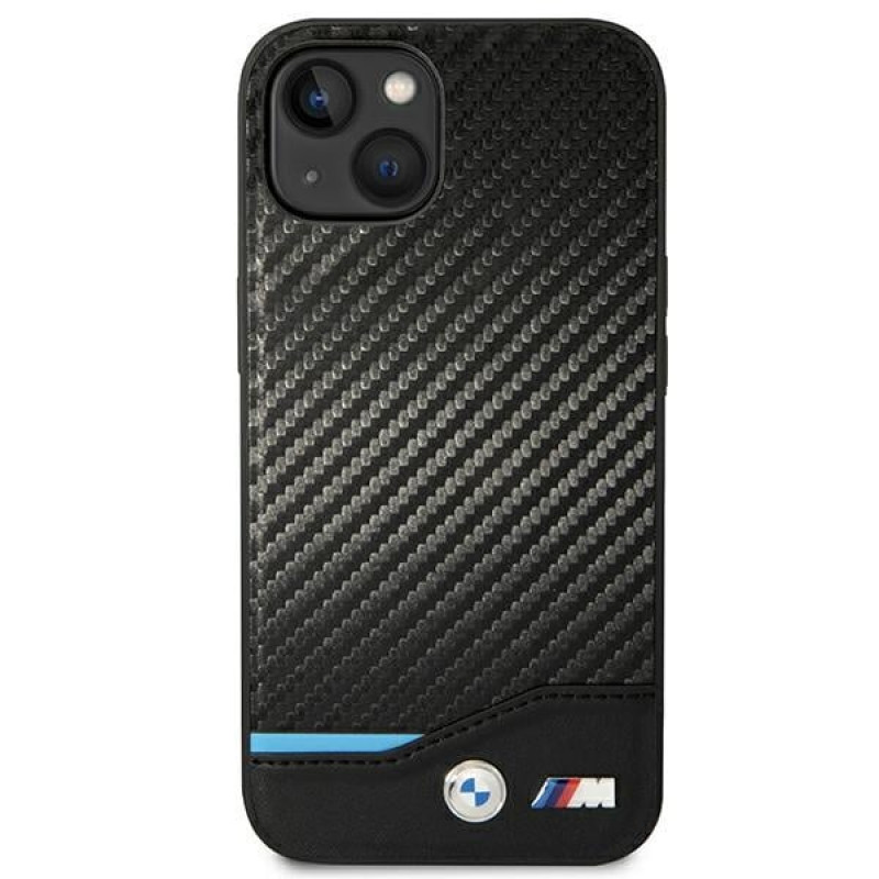 BMW BMHCP14M22NBCK vāciņš priekš iPhone 14 Plus, melns, Leather Carbon