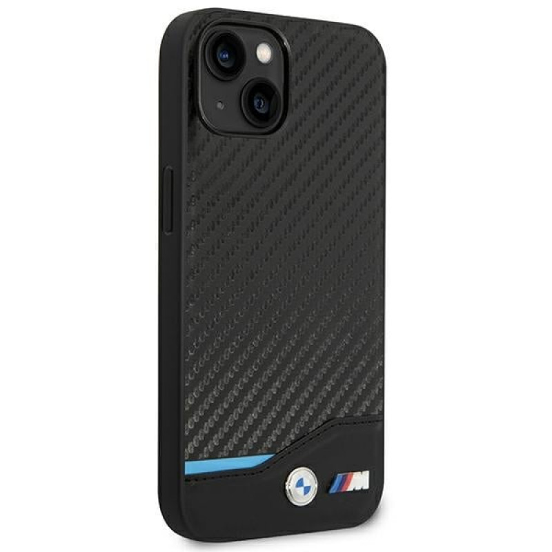 BMW BMHCP14M22NBCK vāciņš priekš iPhone 14 Plus, melns, Leather Carbon