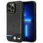 BMW BMHCP14L22NBCK vāciņš priekš iPhone 14 Pro, melns, Leather Carbon