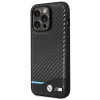 BMW BMHCP14L22NBCK vāciņš priekš iPhone 14 Pro, melns, Leather Carbon