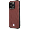 BMW BMHMP14X22RFGR Leather Diamond Pattern MagSafe vāciņš tālrunim Apple iPhone 14 Pro Max 6,7″, bordo